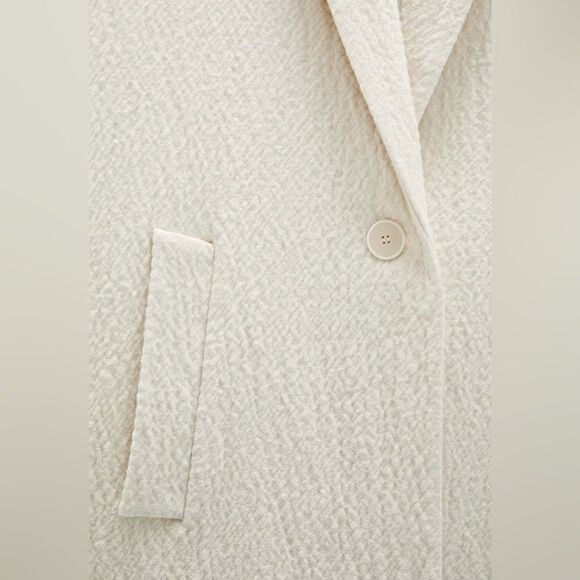 Zara Oversized Textured Wool Blend Coat Jacket w Pockets in Oyster White Small - Picture 4 of 10